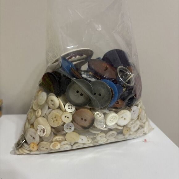 Other - 2lb+ Vintage MOP Pearl Shell Buttons Metal Wood Plastic Shapes Fun White